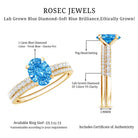 Rosec Jewels-1 Carat Oval Shaped Lab Grown Blue and White Diamond Wedding Ring Set IGI Certified