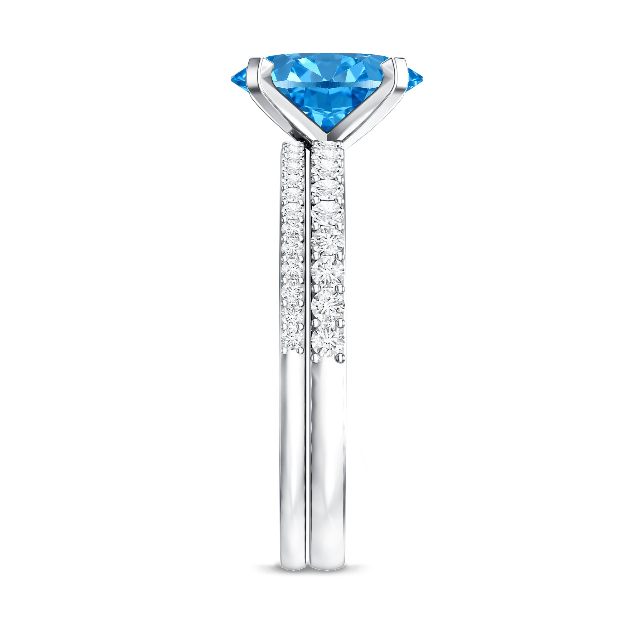 Rosec Jewels-Oval Shaped 2 Carat Lab Blue Diamond Engagement Ring Set with IGI Certificate