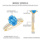 Rosec Jewels-Oval Shaped 2 Carat Lab Blue Diamond Engagement Ring Set with IGI Certificate
