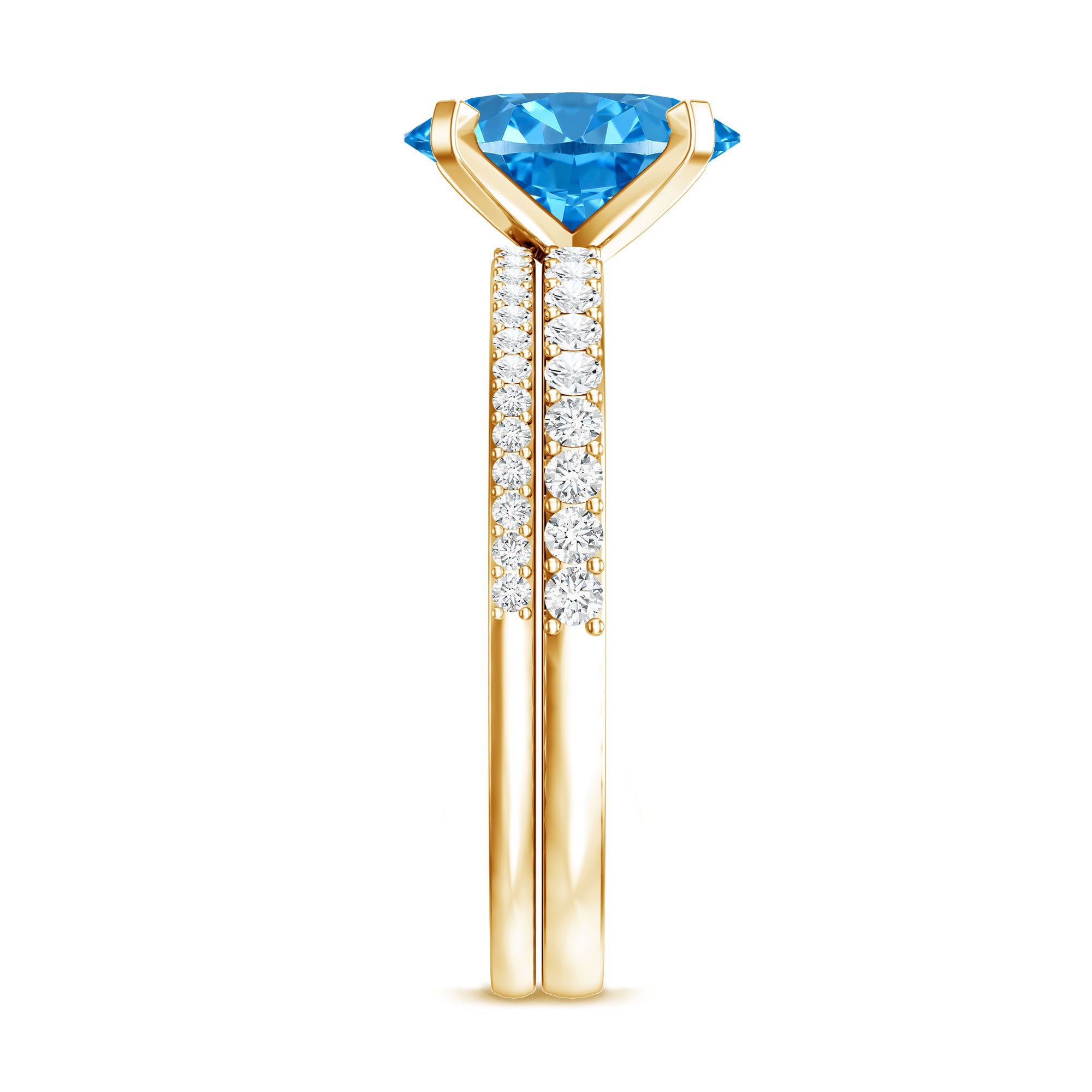 Rosec Jewels-Oval Shaped 2 Carat Lab Blue Diamond Engagement Ring Set with IGI Certificate