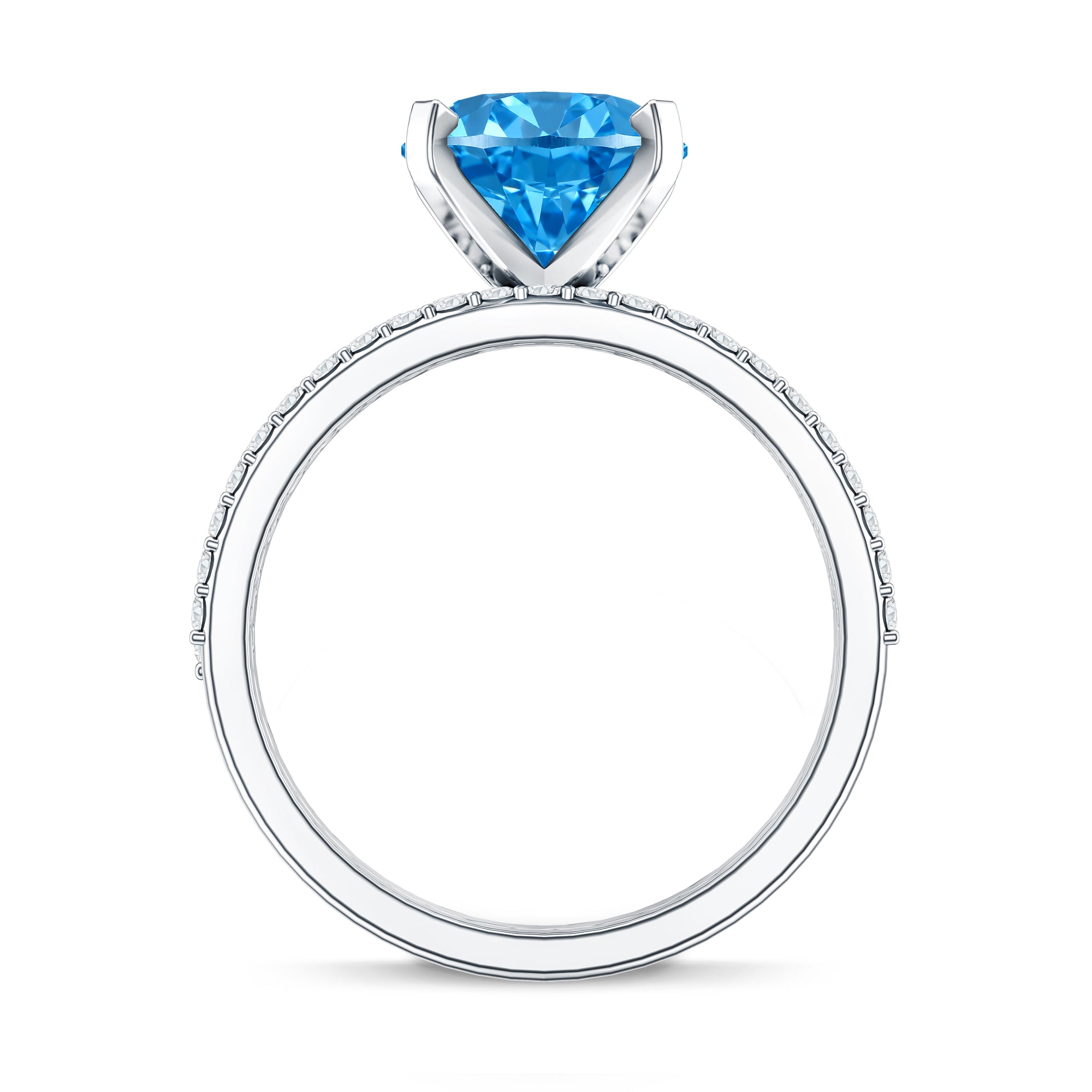 Rosec Jewels-IGI Certified 3 Carat Oval Lab Grown Blue Diamond Solitaire Bridal Ring Set