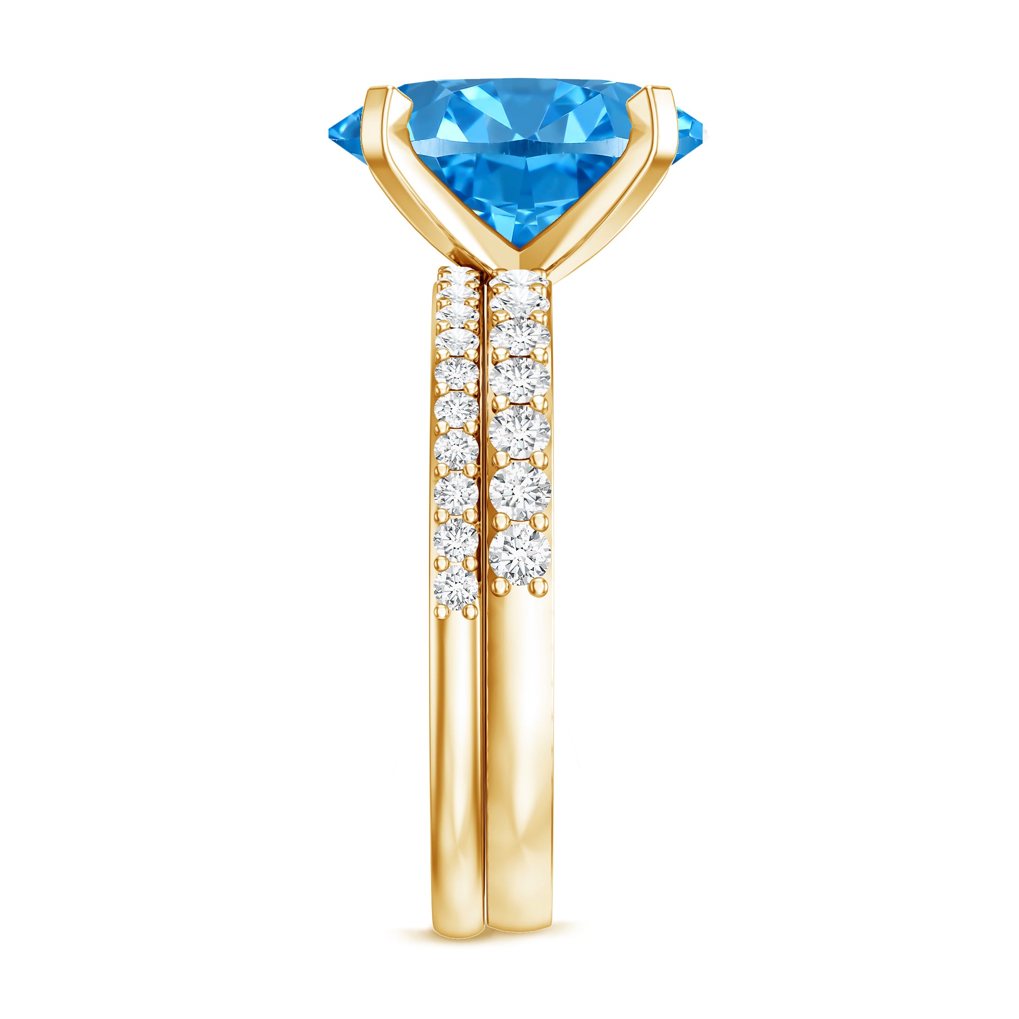 Rosec Jewels-IGI Certified 3 Carat Oval Lab Grown Blue Diamond Solitaire Bridal Ring Set