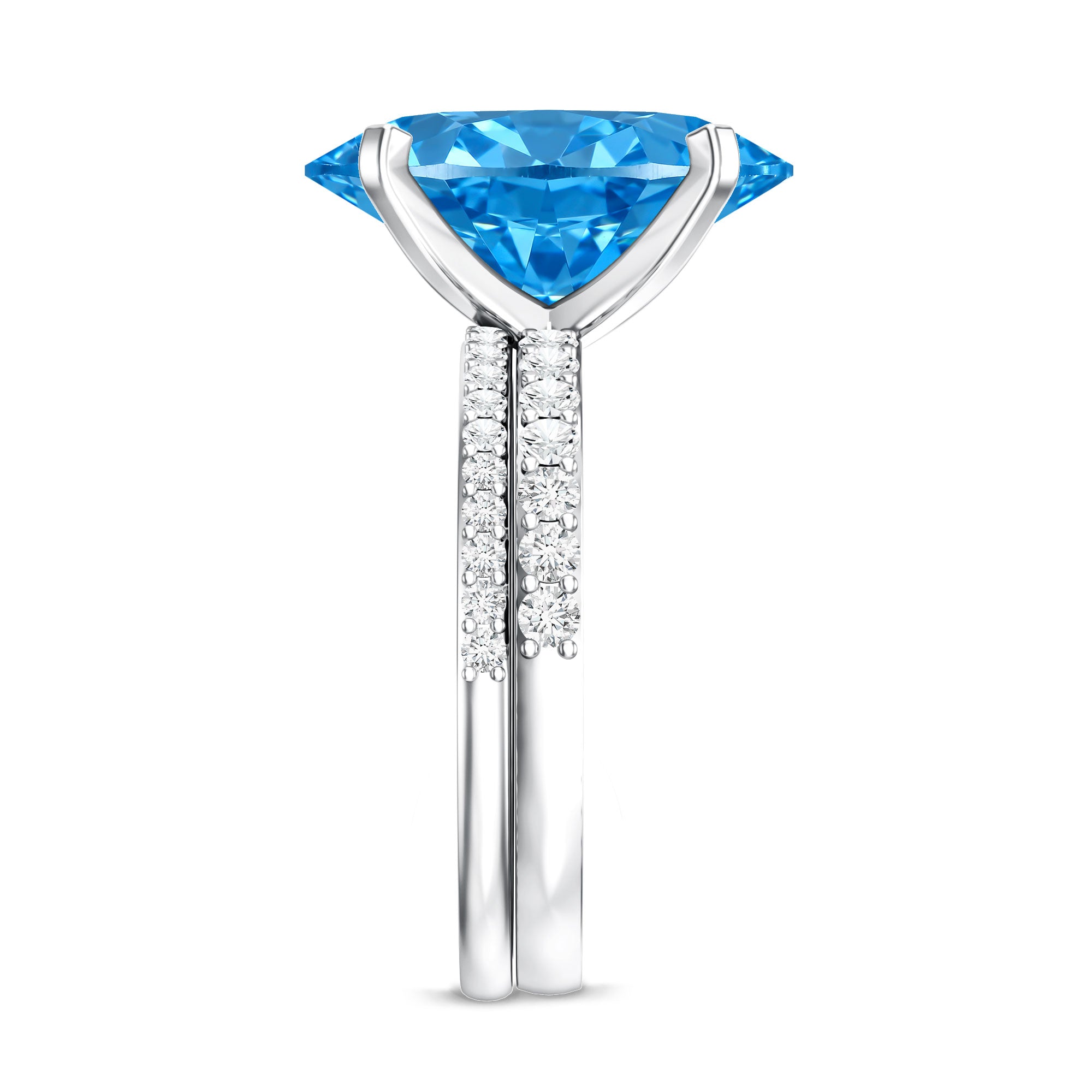 Rosec Jewels-Lab Grown 4 Carat Blue Diamond Oval Wedding Ring Set with IGI Certificate