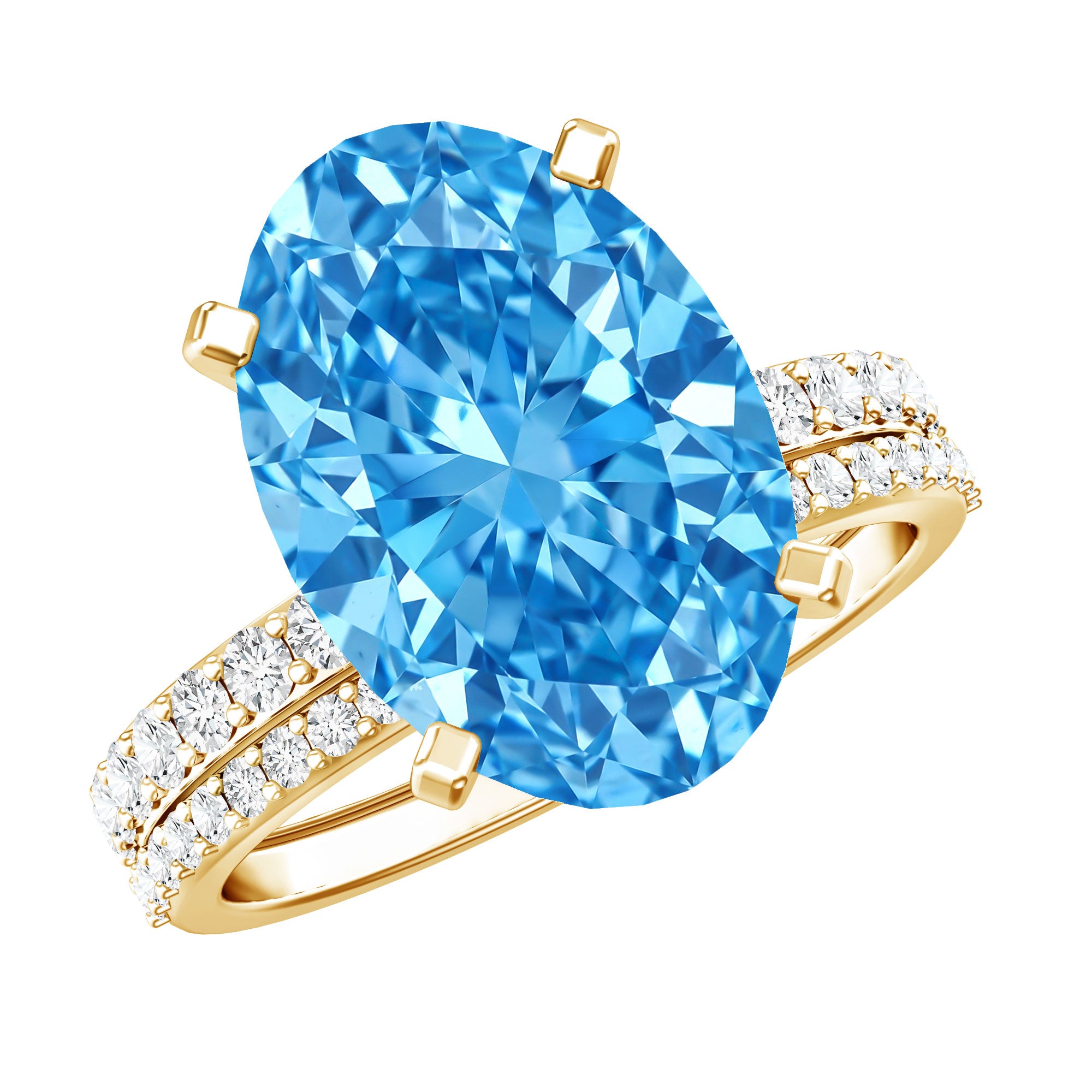 Rosec Jewels-Lab Grown 4 Carat Blue Diamond Oval Wedding Ring Set with IGI Certificate