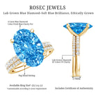 Rosec Jewels-Lab Grown 4 Carat Blue Diamond Oval Wedding Ring Set with IGI Certificate