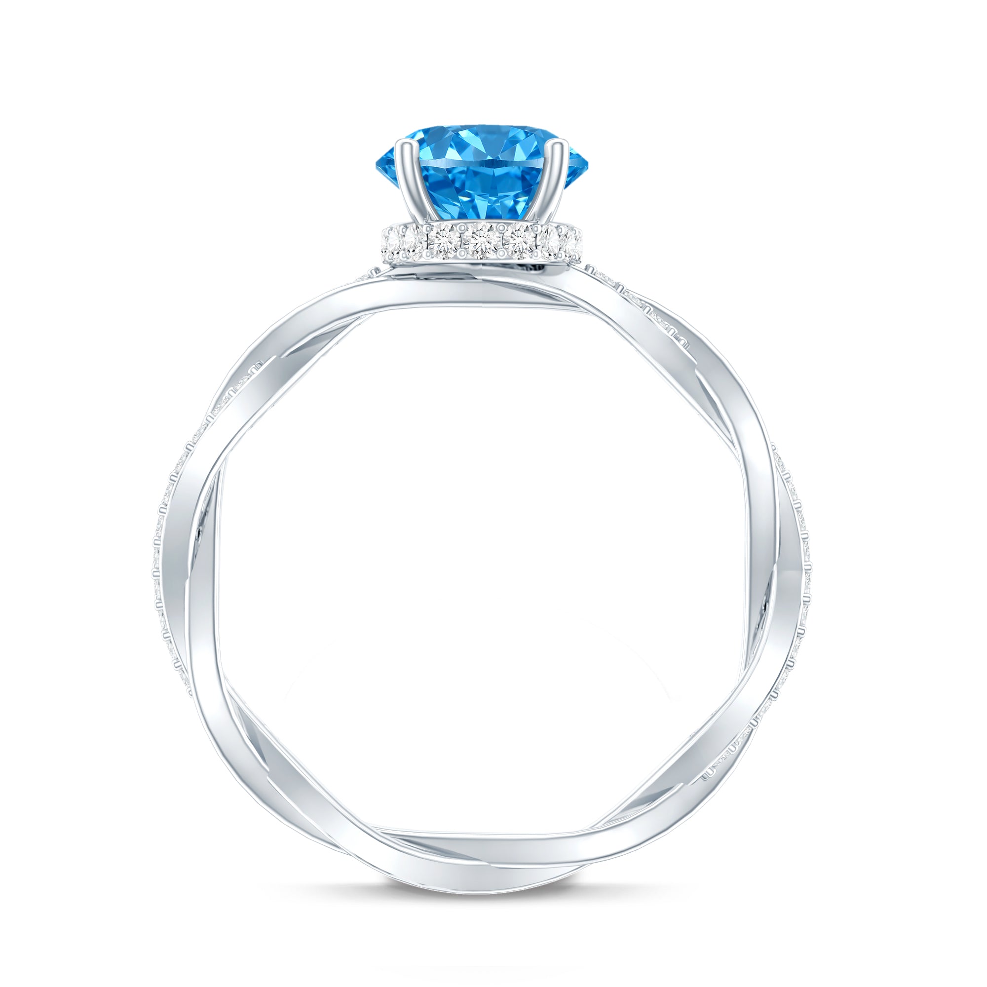 Rosec Jewels-IGI Certified 2 Carat Oval Lab Grown Blue Diamond Braided Engagement Ring for Women