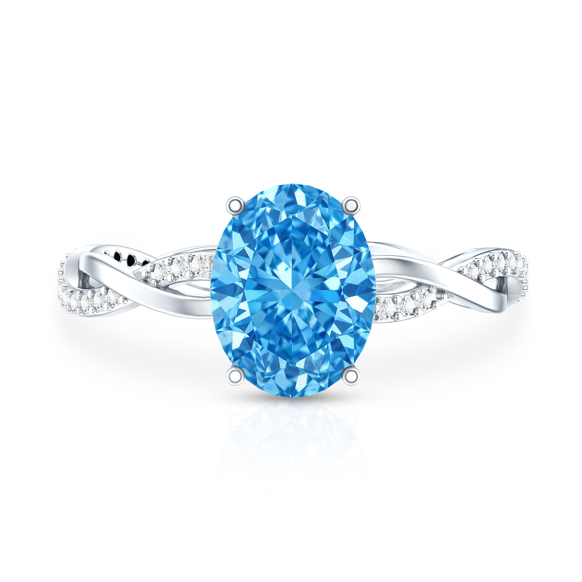 Rosec Jewels-IGI Certified 2 Carat Oval Lab Grown Blue Diamond Braided Engagement Ring for Women