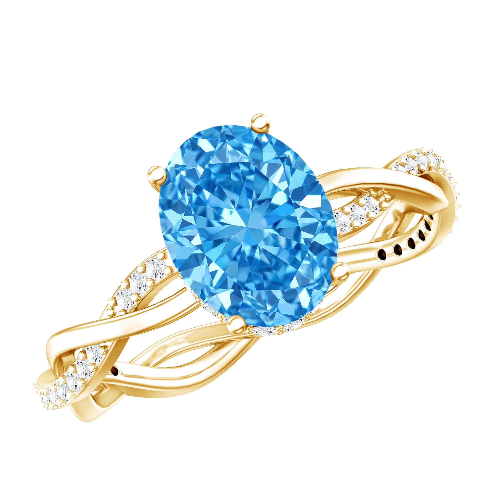 Rosec Jewels-IGI Certified 2 Carat Oval Lab Grown Blue Diamond Braided Engagement Ring for Women