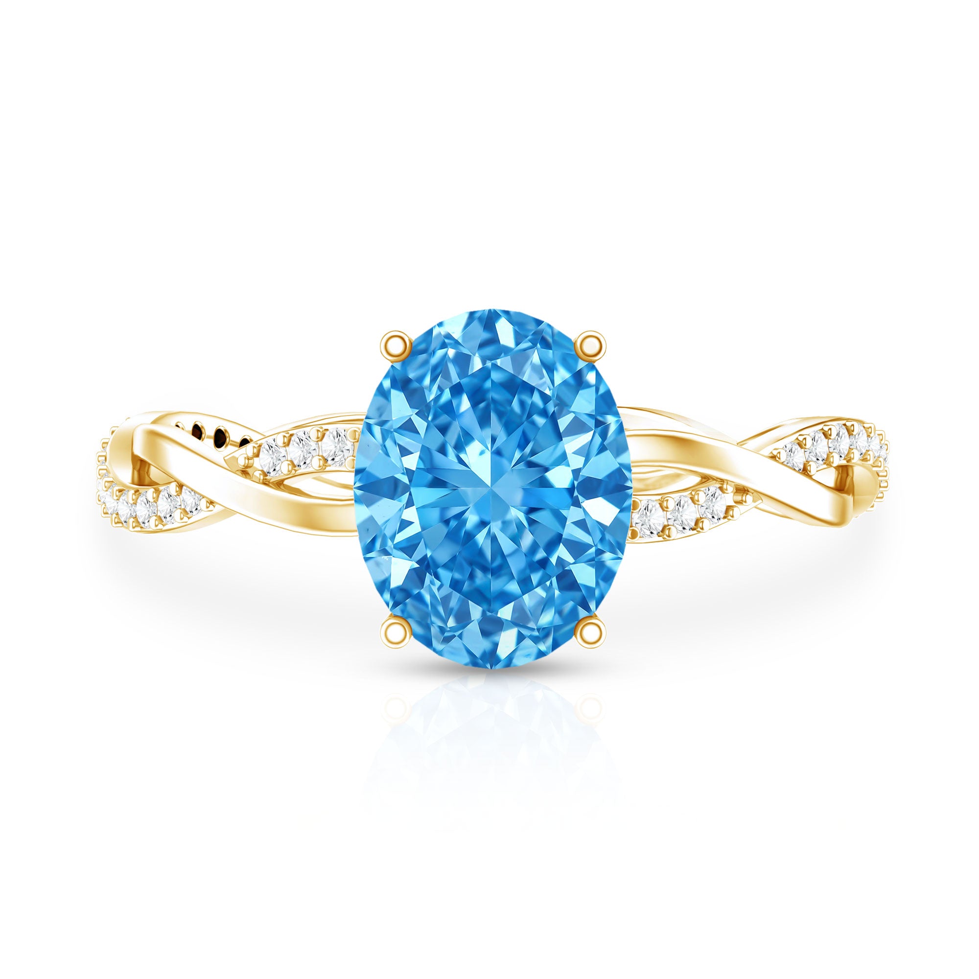 Rosec Jewels-IGI Certified 2 Carat Oval Lab Grown Blue Diamond Braided Engagement Ring for Women