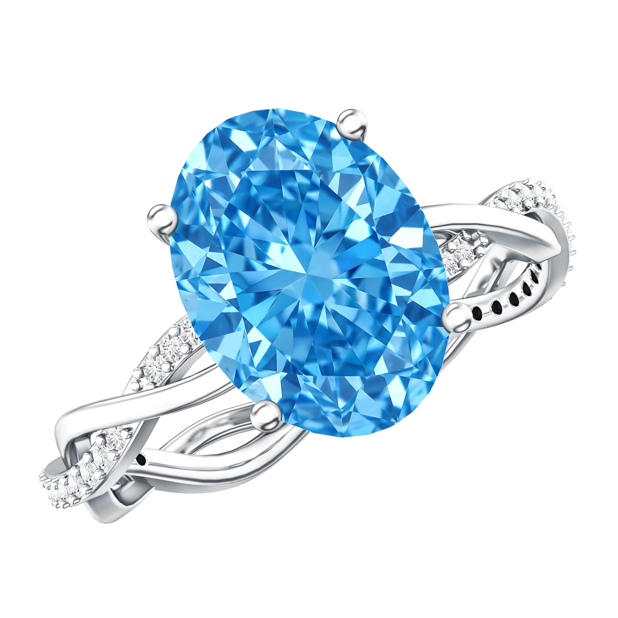 Rosec Jewels-IGI Certified 3 Carat Lab Blue Diamond Braided Engagement Ring with Hidden Halo