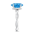 Rosec Jewels-IGI Certified 3 Carat Lab Blue Diamond Braided Engagement Ring with Hidden Halo