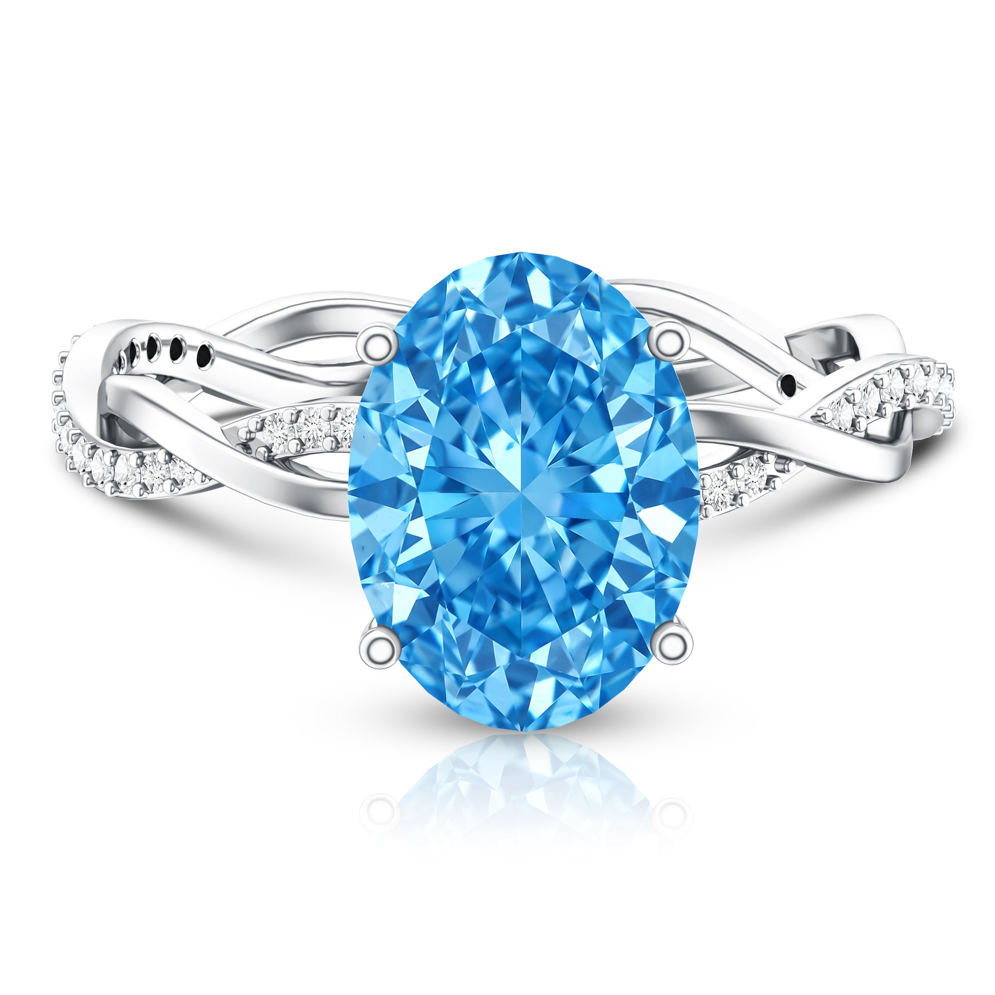Rosec Jewels-IGI Certified 3 Carat Lab Blue Diamond Braided Engagement Ring with Hidden Halo