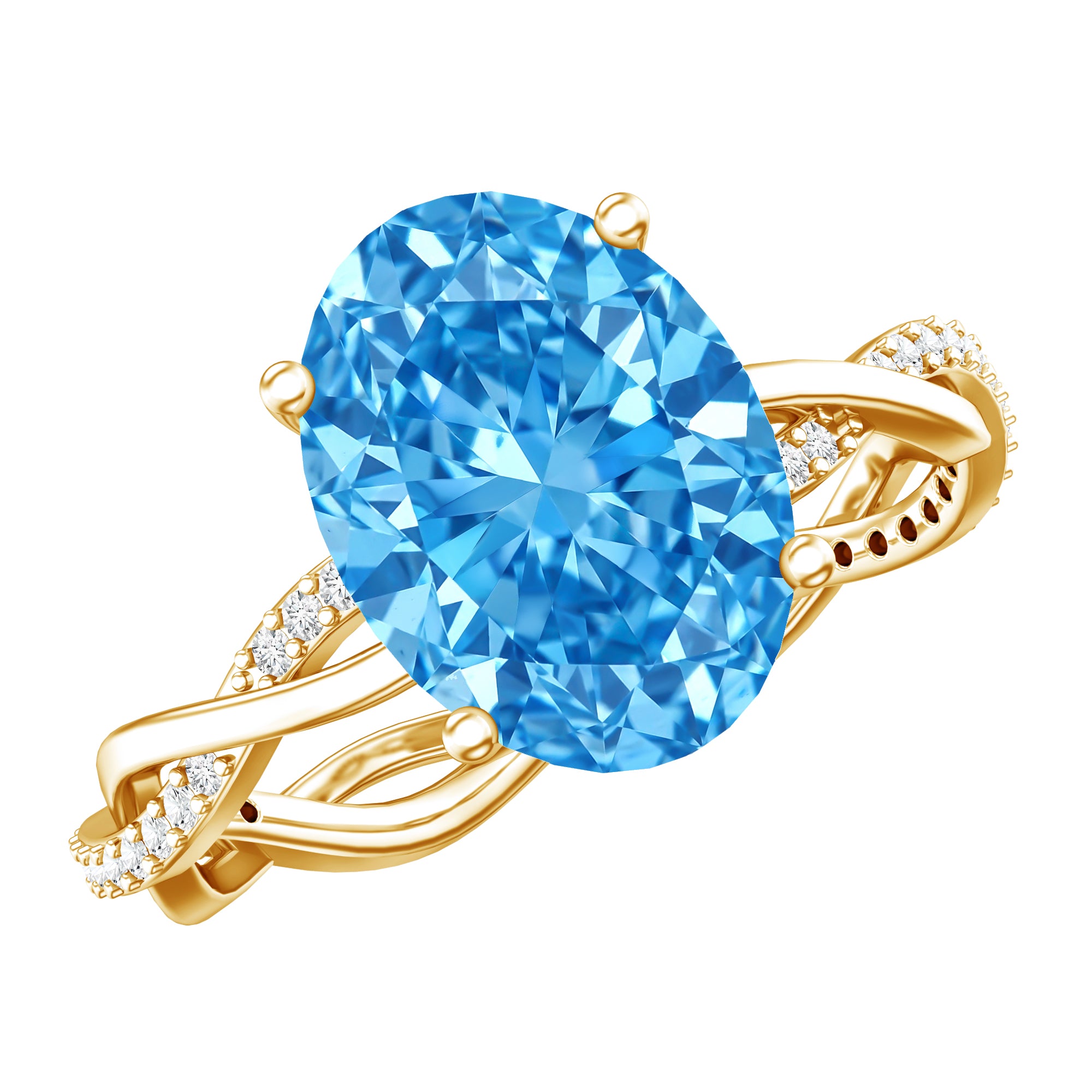 Rosec Jewels-IGI Certified 3 Carat Lab Blue Diamond Braided Engagement Ring with Hidden Halo