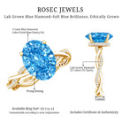 Rosec Jewels-IGI Certified 3 Carat Lab Blue Diamond Braided Engagement Ring with Hidden Halo