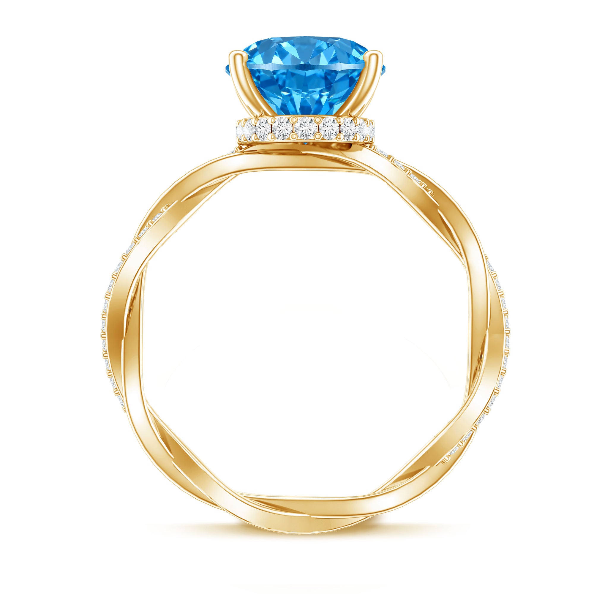 Rosec Jewels-IGI Certified 3 Carat Lab Blue Diamond Braided Engagement Ring with Hidden Halo
