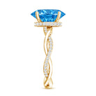 Rosec Jewels-IGI Certified 3 Carat Lab Blue Diamond Braided Engagement Ring with Hidden Halo