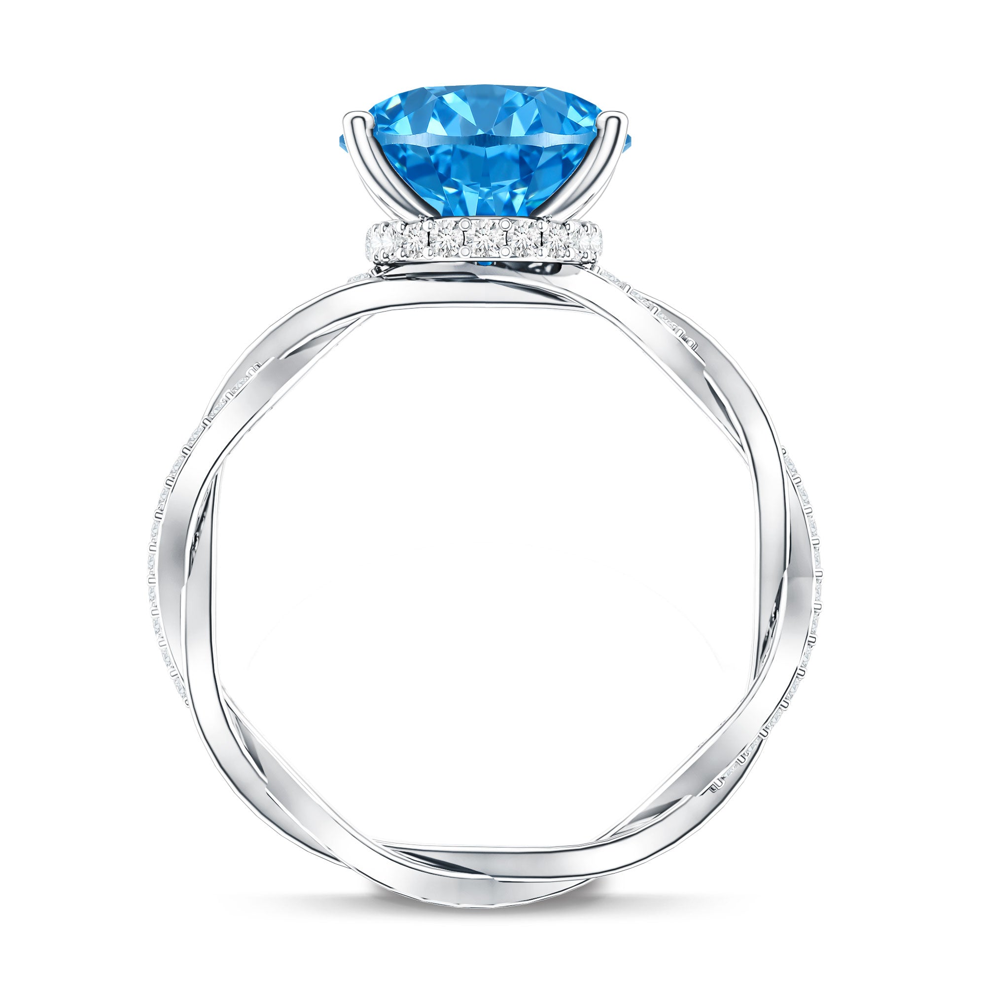 Rosec Jewels-IGI Certified 4 Carat Lab Grown Blue Diamond Oval Engagement Ring with Infinity Shank