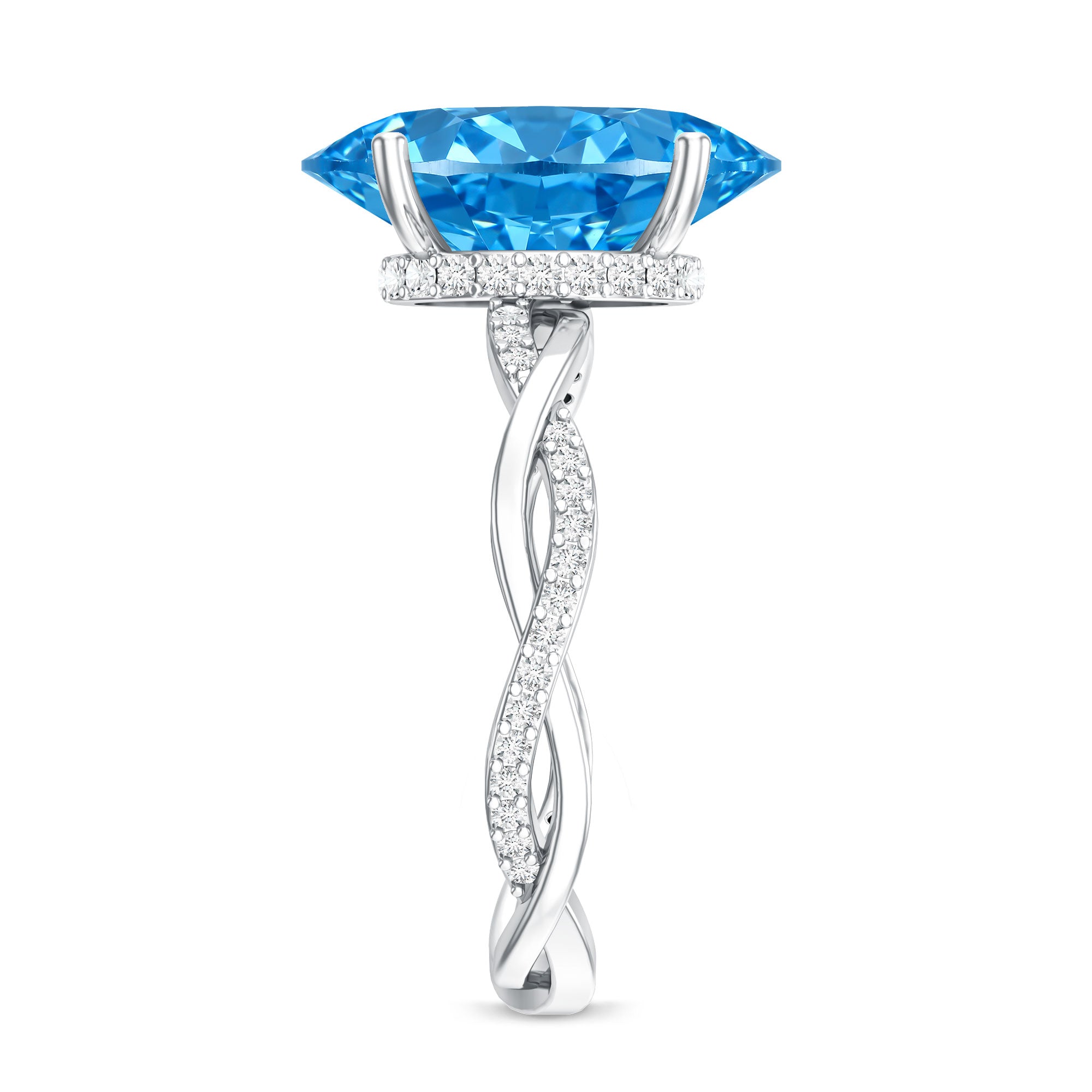 Rosec Jewels-IGI Certified 4 Carat Lab Grown Blue Diamond Oval Engagement Ring with Infinity Shank