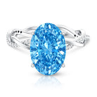 Rosec Jewels-IGI Certified 4 Carat Lab Grown Blue Diamond Oval Engagement Ring with Infinity Shank