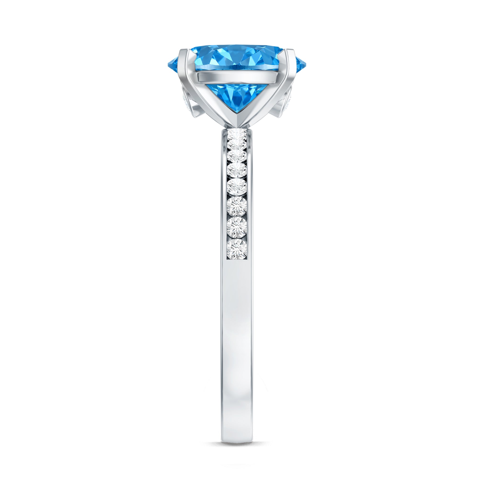 Rosec Jewels-Oval 2 Carat Lab Grown Blue Diamond Solitaire Engagement Ring with IGI Certificate