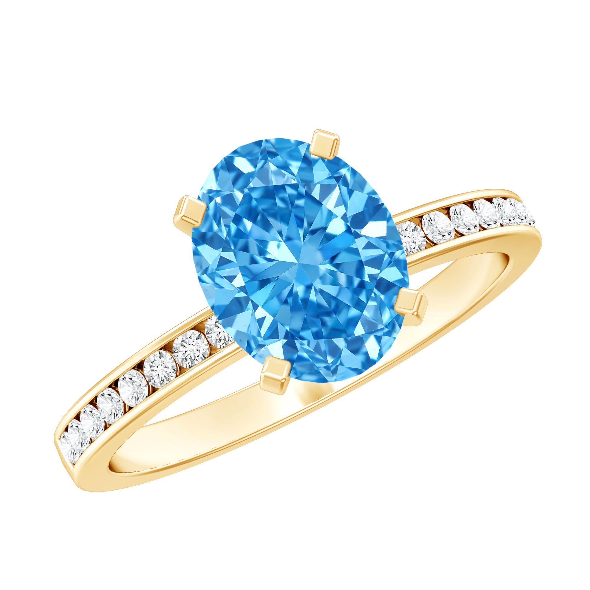 Rosec Jewels-Oval 2 Carat Lab Grown Blue Diamond Solitaire Engagement Ring with IGI Certificate