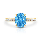 Rosec Jewels-Oval 2 Carat Lab Grown Blue Diamond Solitaire Engagement Ring with IGI Certificate