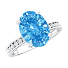 Rosec Jewels-Lab Grown 3 Carat Blue Diamond Oval Engagement Ring IGI Certified