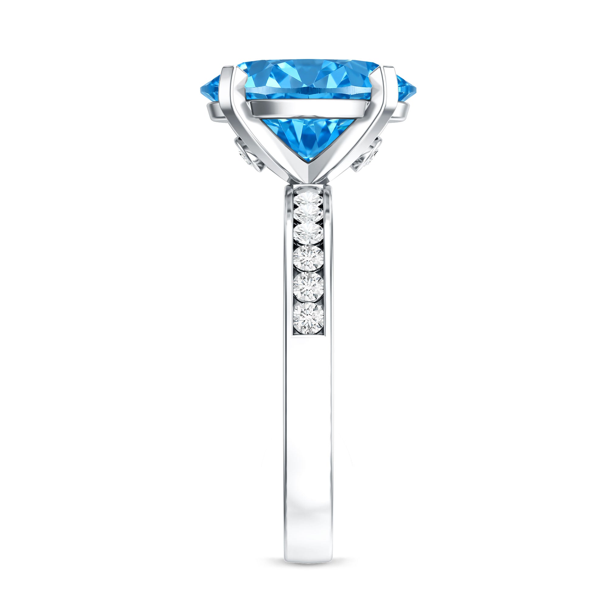 Rosec Jewels-Lab Grown 3 Carat Blue Diamond Oval Engagement Ring IGI Certified