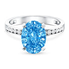 Rosec Jewels-Lab Grown 3 Carat Blue Diamond Oval Engagement Ring IGI Certified
