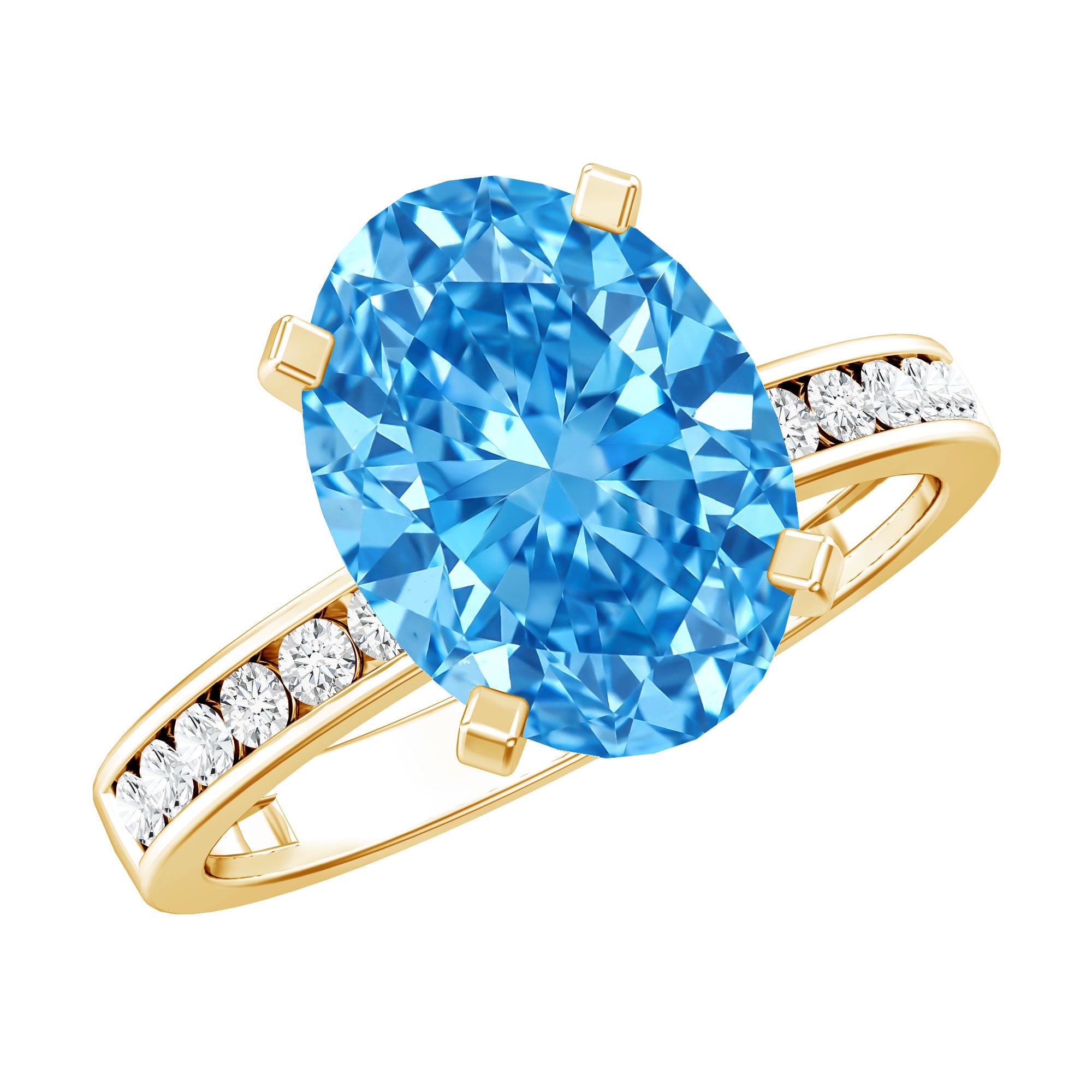 Rosec Jewels-Lab Grown 3 Carat Blue Diamond Oval Engagement Ring IGI Certified