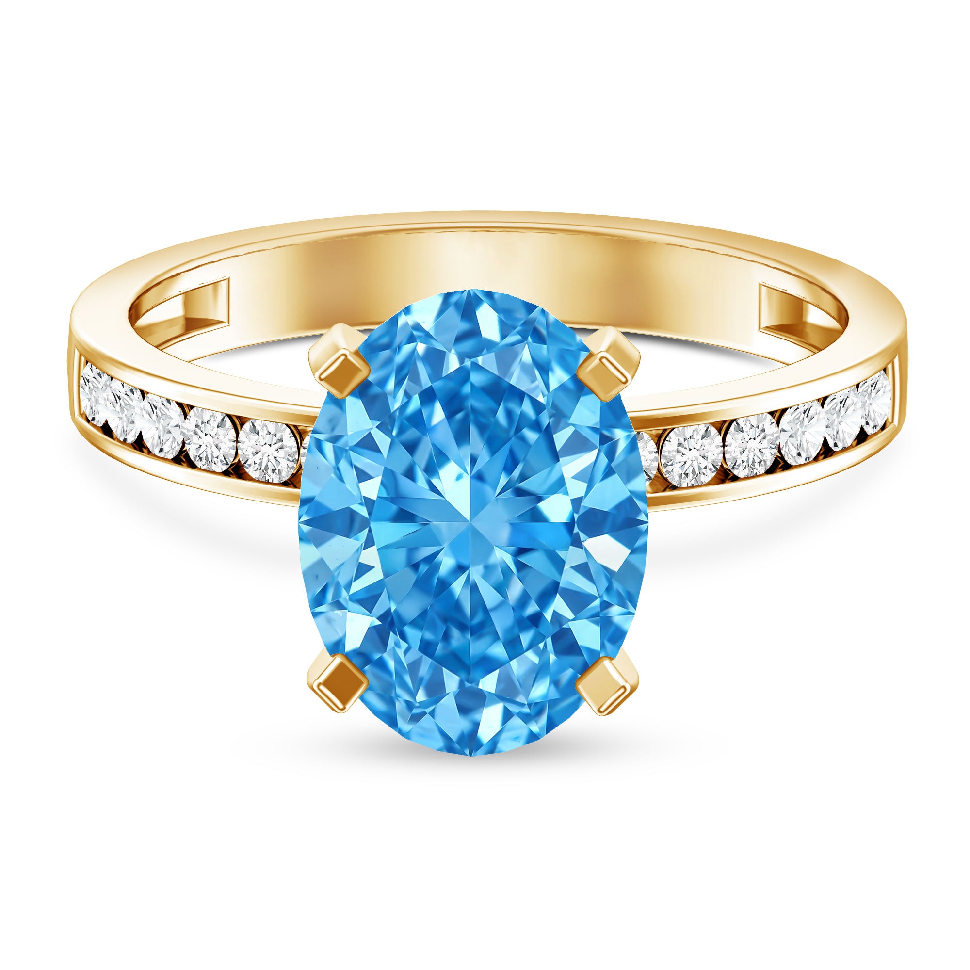 Rosec Jewels-Lab Grown 3 Carat Blue Diamond Oval Engagement Ring IGI Certified