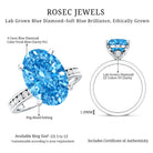 Rosec Jewels-4 Carat Oval Cut Lab Created Blue Diamond Large Engagement Ring IGI Certified