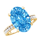 Rosec Jewels-4 Carat Oval Cut Lab Created Blue Diamond Large Engagement Ring IGI Certified