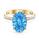 Rosec Jewels-4 Carat Oval Cut Lab Created Blue Diamond Large Engagement Ring IGI Certified