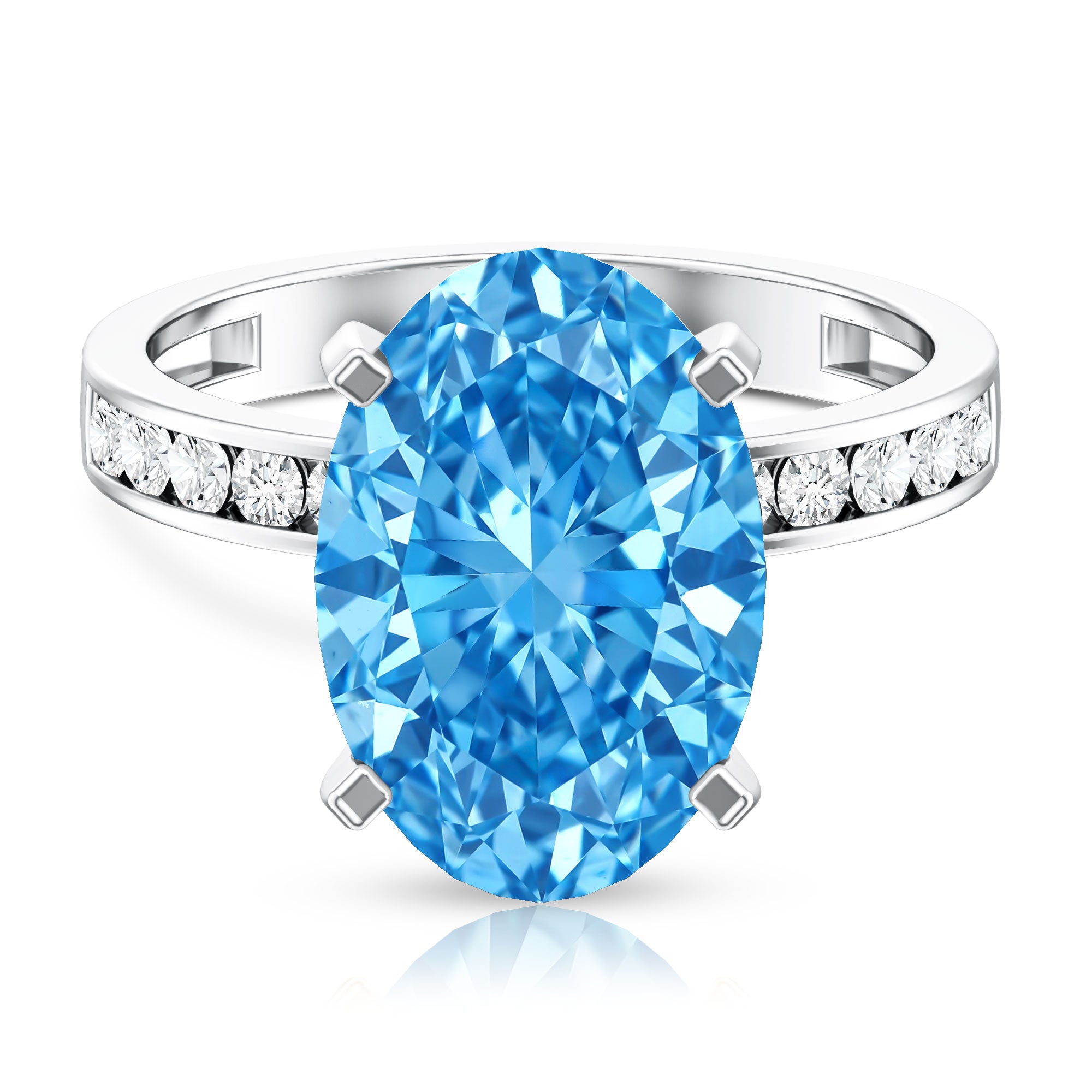 Rosec Jewels-IGI Certified 5 Carat Oval Shape Lab Grown Blue Diamond Statement Engagement Ring