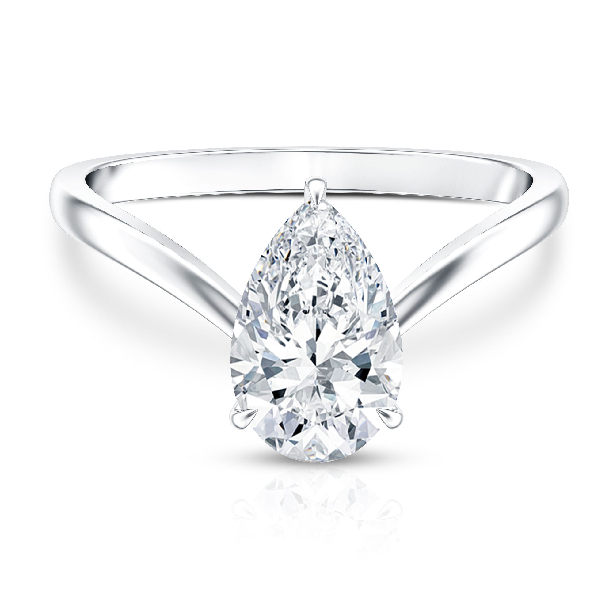 Rosec Jewels-IGI Certified 2 Carat Pear Shape Lab Grown Diamond Chevron Engagement Ring