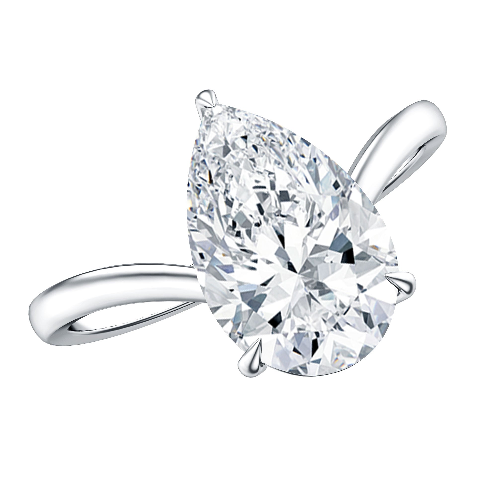 Rosec Jewels-IGI Certified V Shaped Lab Grown Diamond Pear Engagement Ring 3 Carat