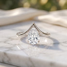 Pear Shape 2 Carat Lab Grown Diamond Chevron Engagement Ring with IGI Certificate Lab - ( E-VS1 ) - Rosec Jewels