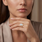 Pear Shape 2 Carat Lab Grown Diamond Chevron Engagement Ring with IGI Certificate Lab - ( E-VS1 ) - Rosec Jewels