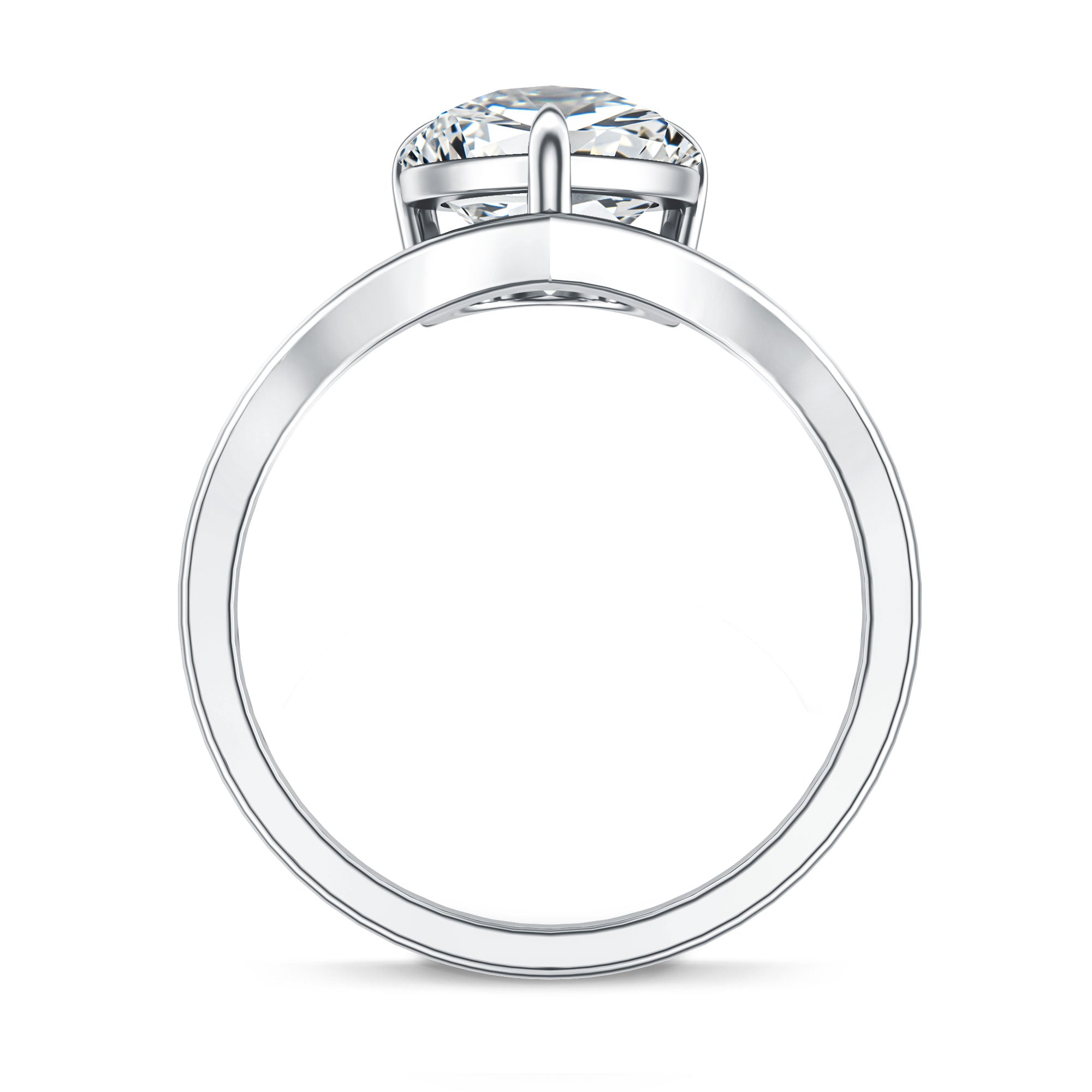 Rosec Jewels-IGI Certified 4 Carat Lab Grown Diamond Pear Engagement Ring with Chevron Shank