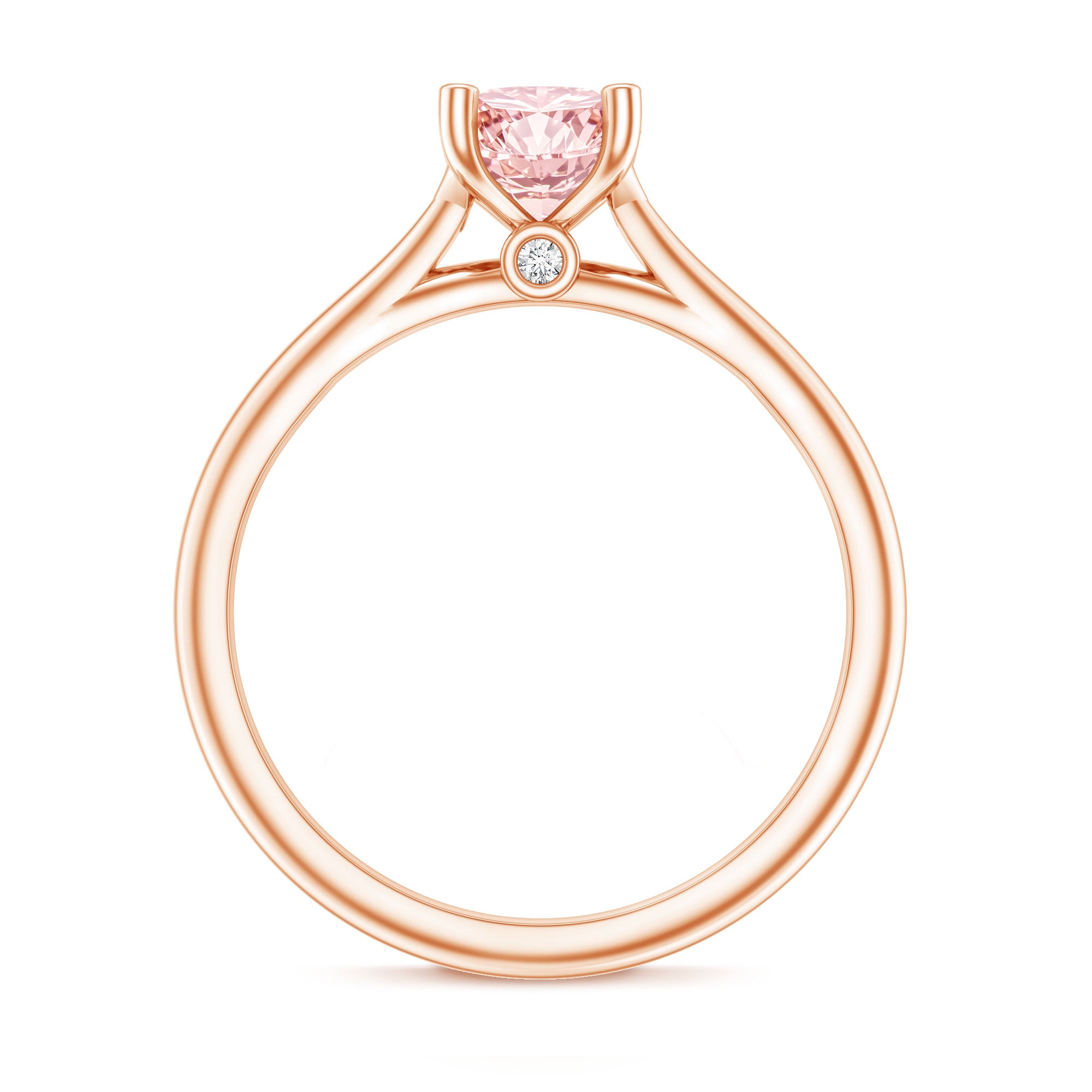 1 Carat Round Lab Grown Pink Diamond Solitaire Ring with IGI Certificate Fancy Pink - VS1 - Rosec Jewels