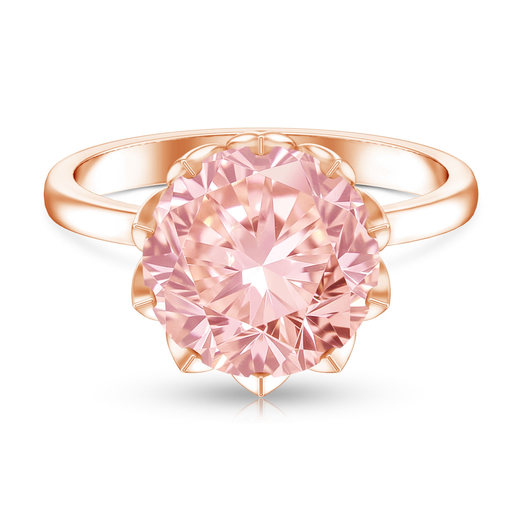 Rosec Jewels-IGI Certified Solitaire 5 Carat Lab Grown Pink Diamond Lotus Engagement Ring