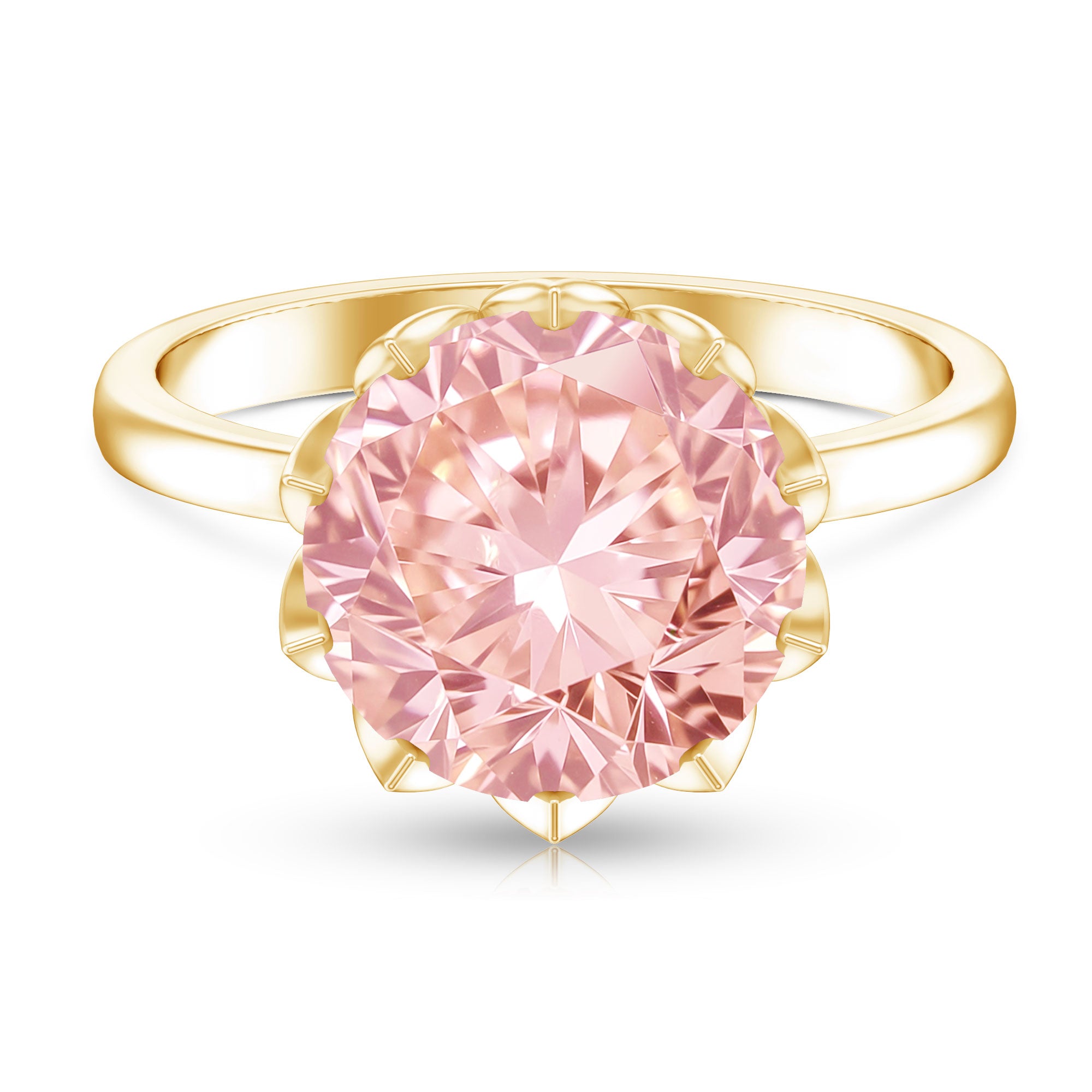 Rosec Jewels-IGI Certified Solitaire 5 Carat Lab Grown Pink Diamond Lotus Engagement Ring