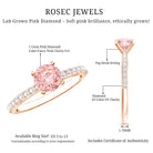 Rosec Jewels-IGI Certified 1 Carat Lab Pink Diamond Classic Engagement Ring with Side Stones