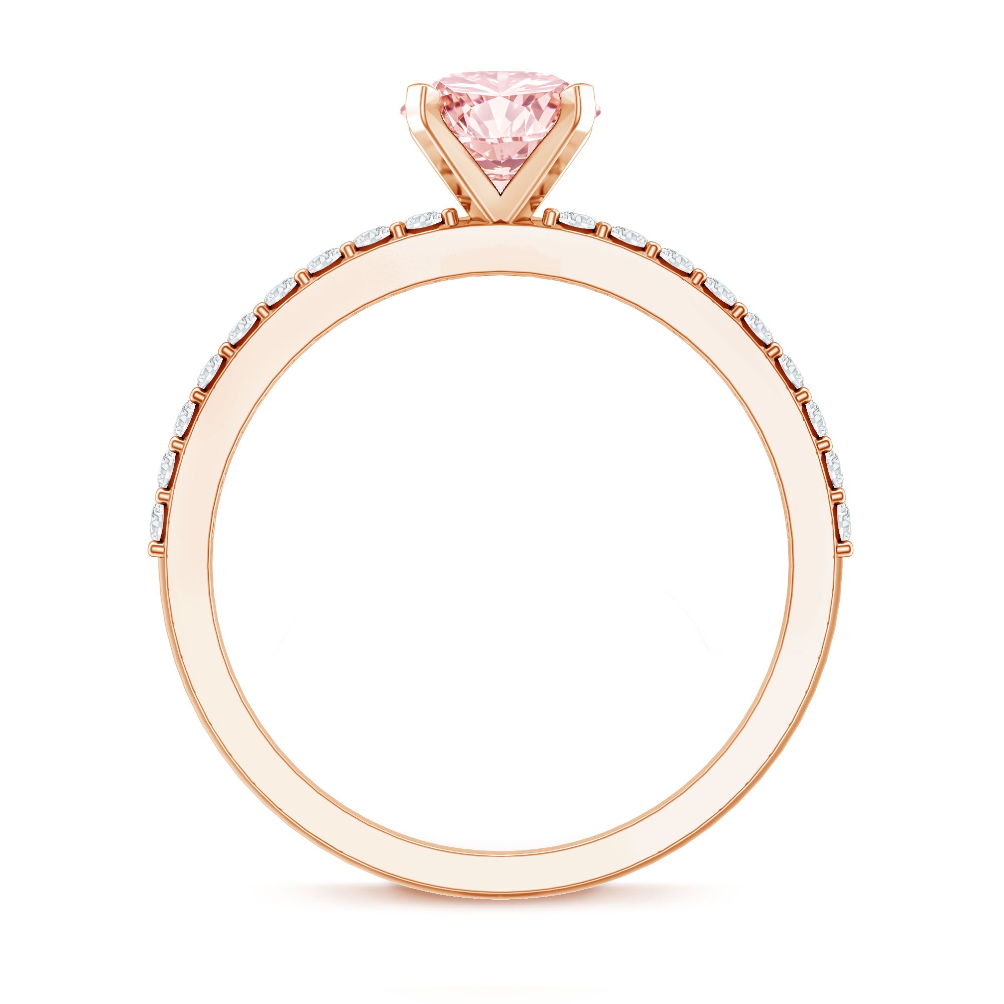 Rosec Jewels-IGI Certified 1 Carat Lab Pink Diamond Classic Engagement Ring with Side Stones