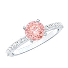 Rosec Jewels-IGI Certified 1 Carat Lab Pink Diamond Classic Engagement Ring with Side Stones