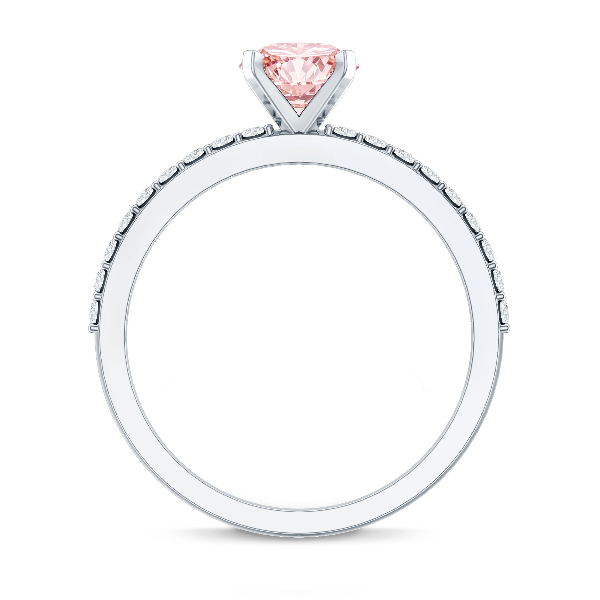 Rosec Jewels-IGI Certified 1 Carat Lab Pink Diamond Classic Engagement Ring with Side Stones