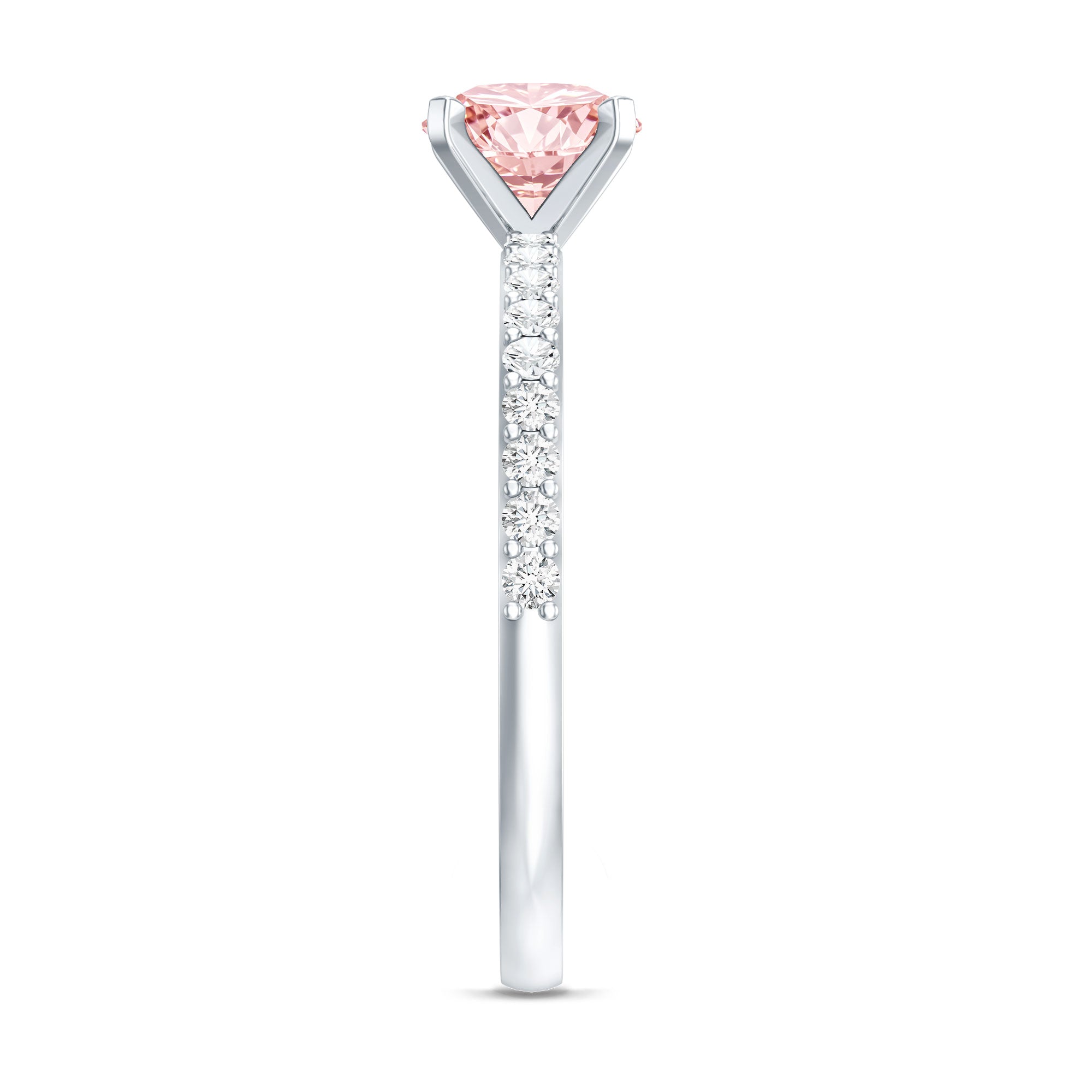 Rosec Jewels-IGI Certified 1 Carat Lab Pink Diamond Classic Engagement Ring with Side Stones