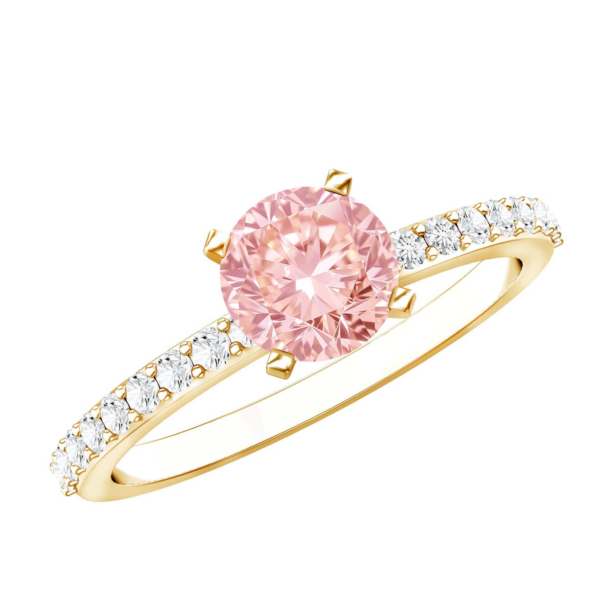 Rosec Jewels-IGI Certified 1 Carat Lab Pink Diamond Classic Engagement Ring with Side Stones