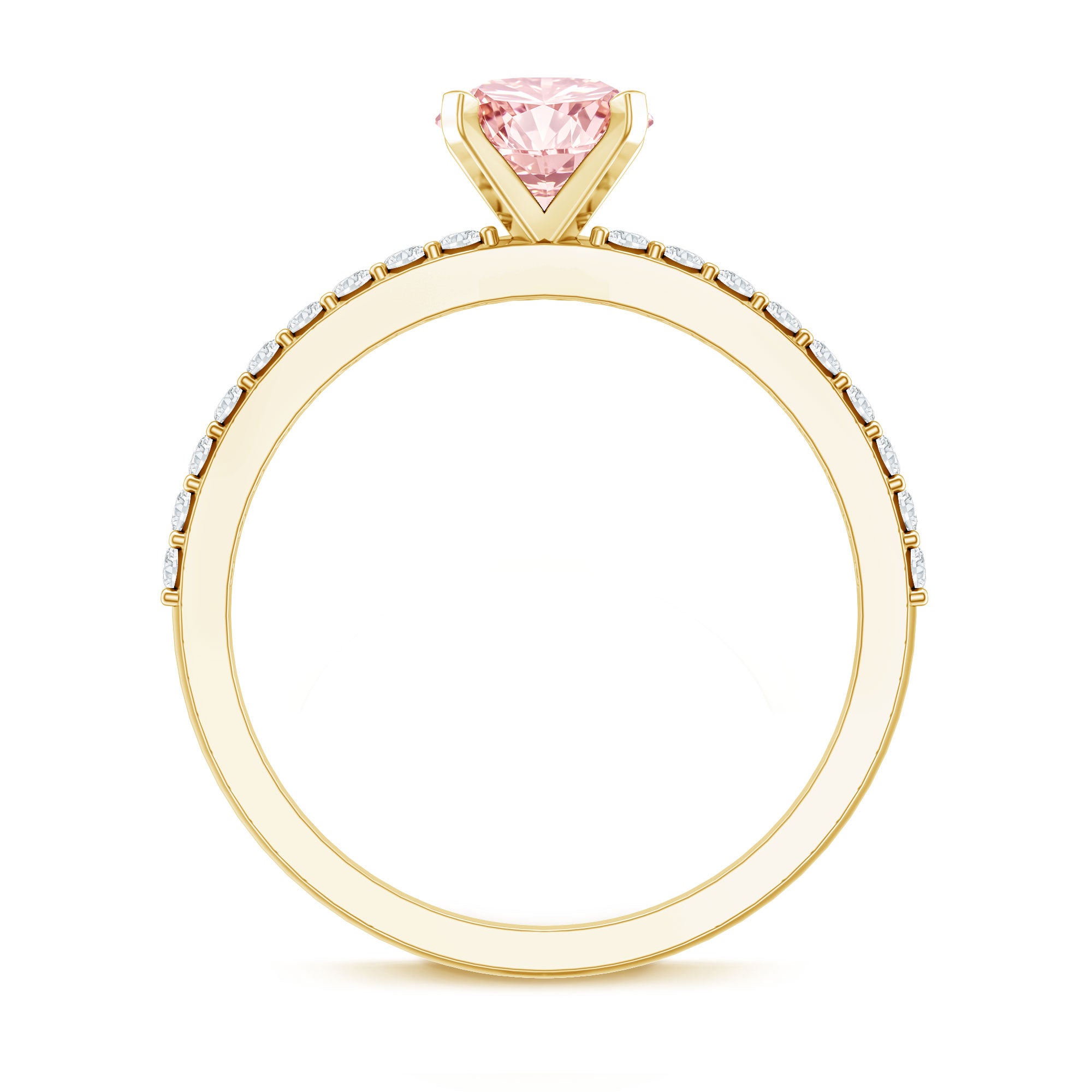 Rosec Jewels-IGI Certified 1 Carat Lab Pink Diamond Classic Engagement Ring with Side Stones